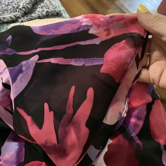 Connected Apparel Dress V Neck Maroon Floral Dress Size 12 - Picture 6 of 6